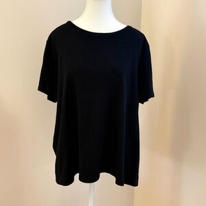 Eileen Fisher Organic Cotton Boxy Tee Shirt Black Plus Size 1X Minimalist Top